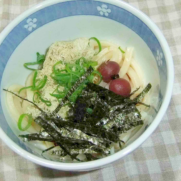 とろろ昆布と小梅のぶっかけうどん